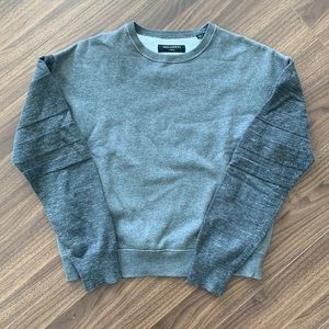 Allsaints grey crewneck sweatshirt with contrasting knit sleeves. Size XS